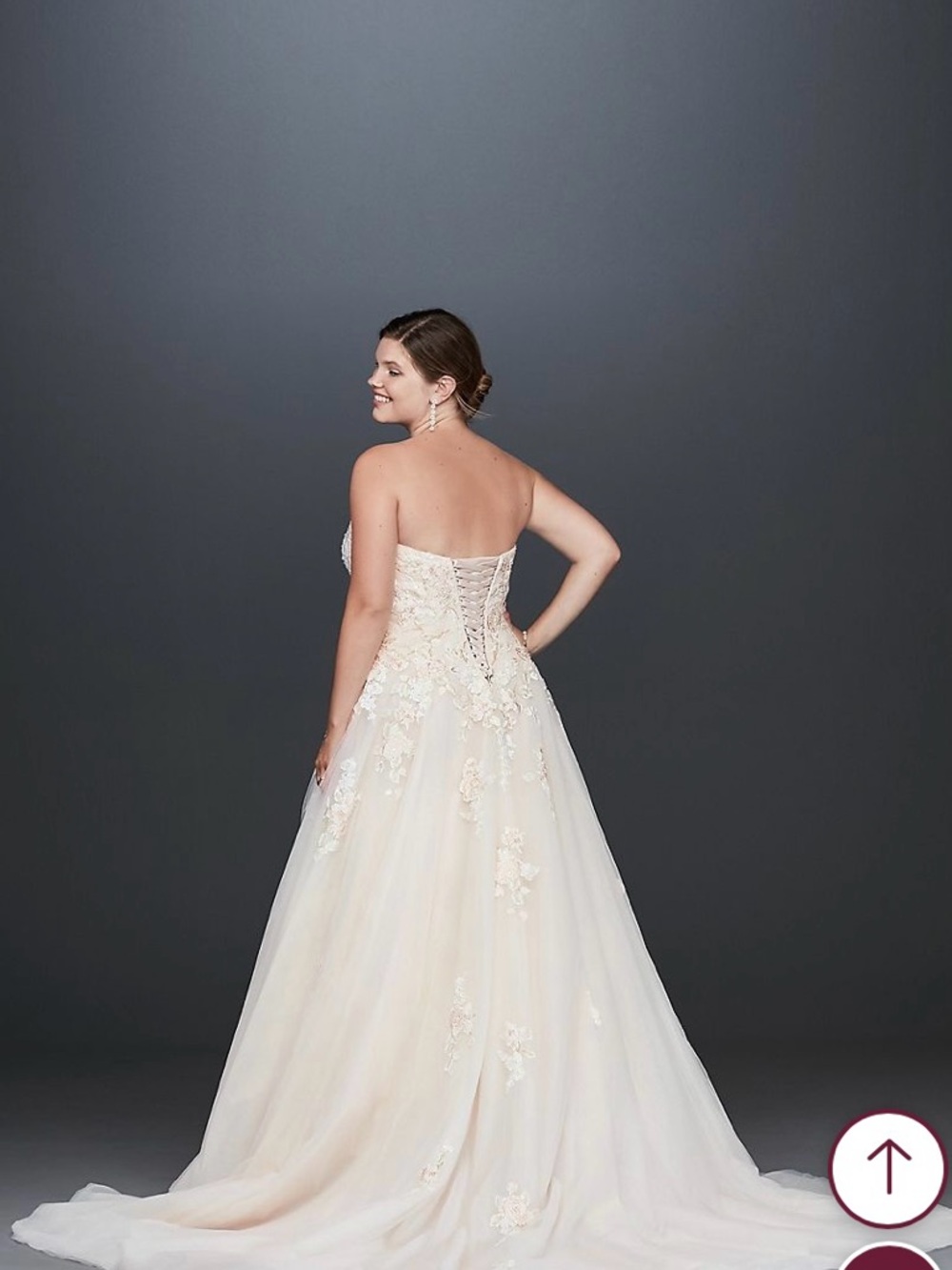 Strapless Lace Appliqué Ball Gown in Ivory Blush